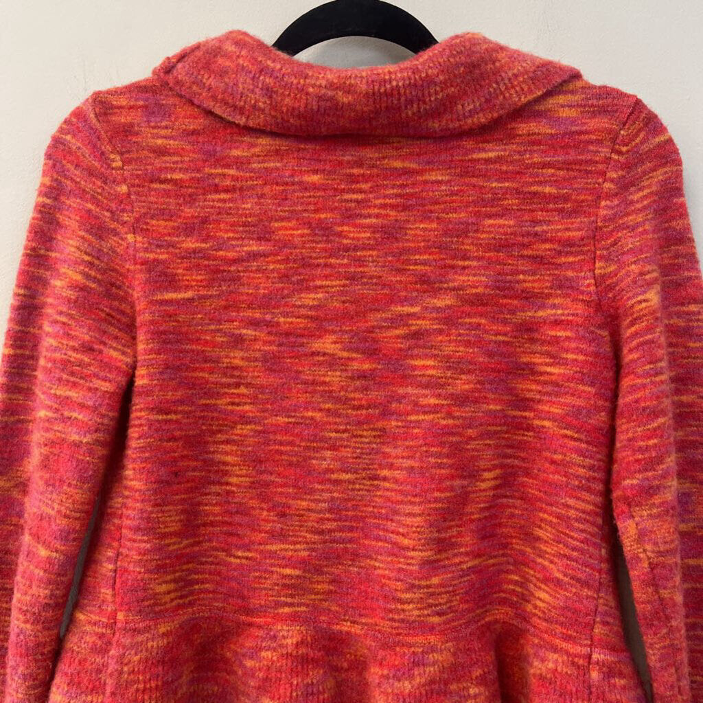 Anthropologie Red/ Orange Bell Sleeve Cropped Cardigan Sweater Extra Small