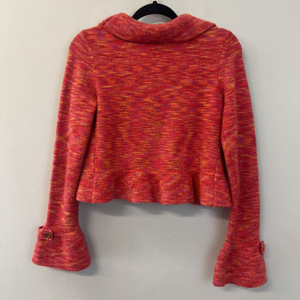 Anthropologie Red/ Orange Bell Sleeve Cropped Cardigan Sweater Extra Small