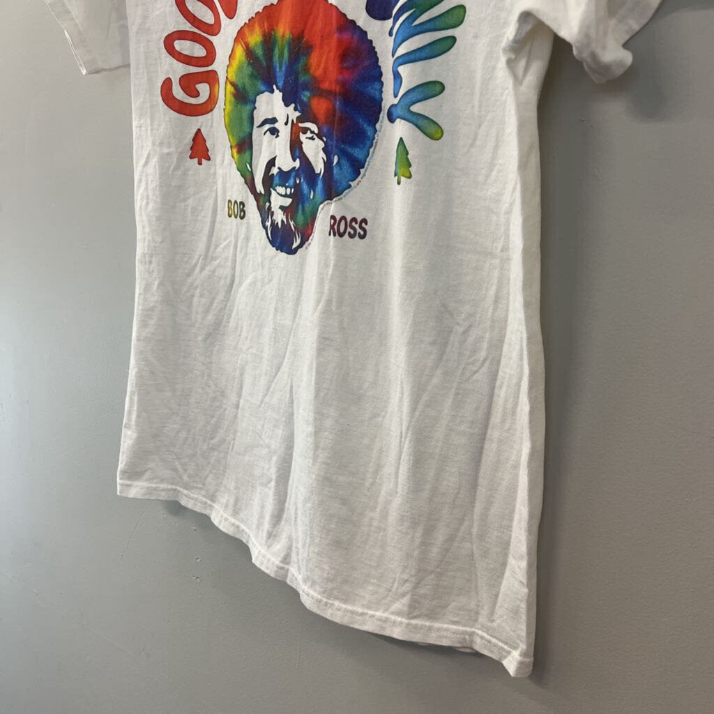 Gildan White/ Multi Bob Ross Short Sleeve Graphic Tee Medium