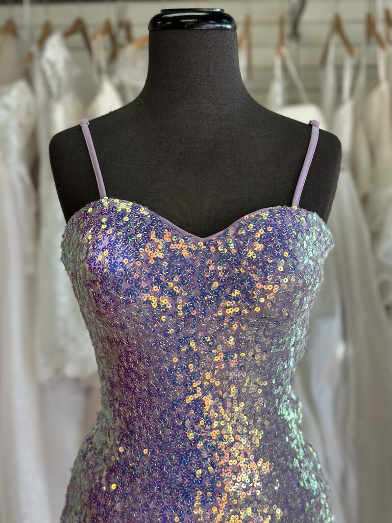 Purple Sequin Long Formal Dress Small