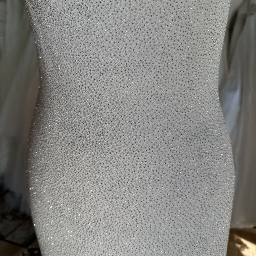 I.N. San Francisco White/ Silver Shimmer Long Formal Dress Large