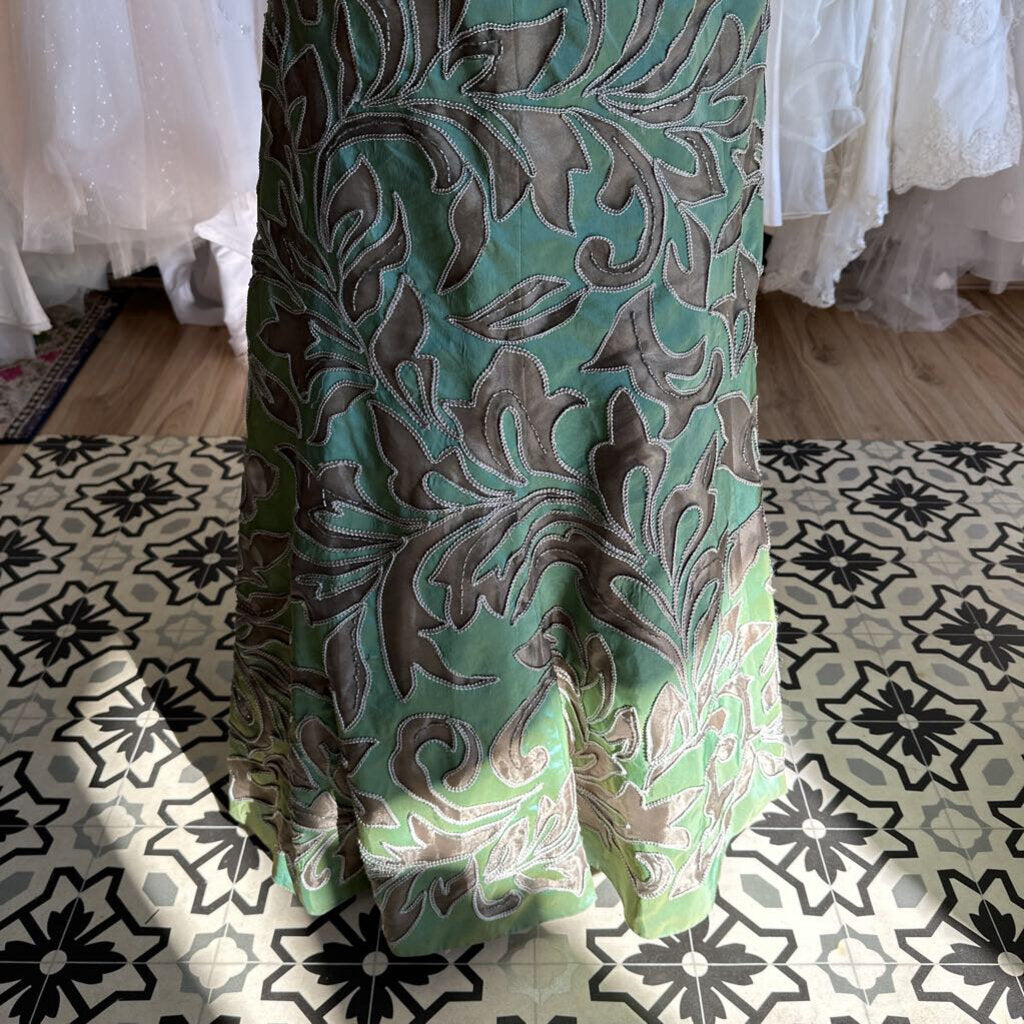 Jovani Green/ Brown Short Sleeve Long Formal Dress 16