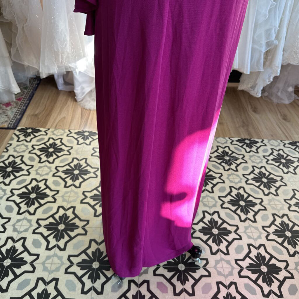 Purple Embellished One Shoulder Long Formal Dress Small