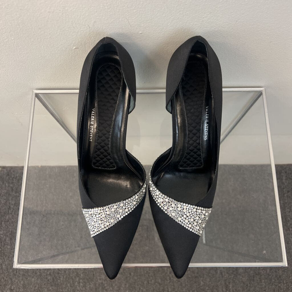 Valerie Stevens Black Embellished Pump Heels 9.5