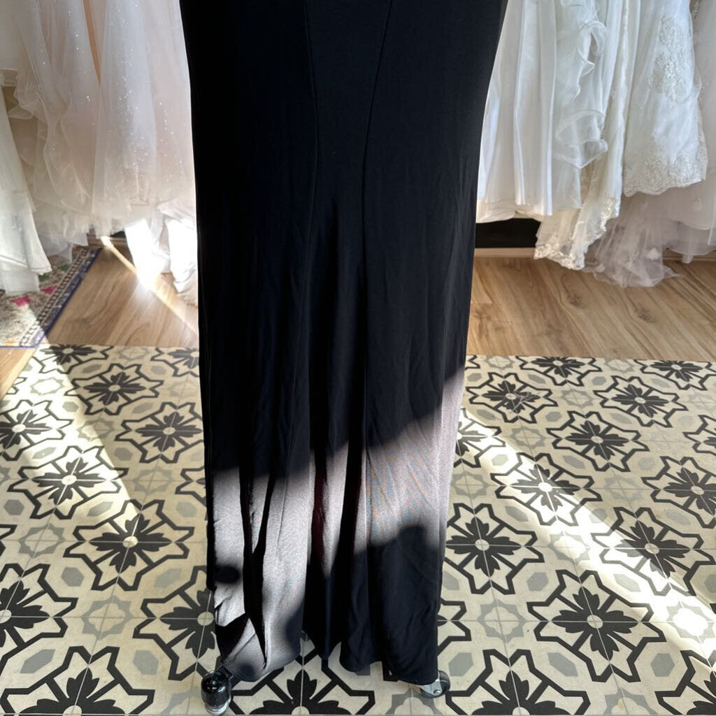 Black Embellished Low Back Long Formal Dress Medium