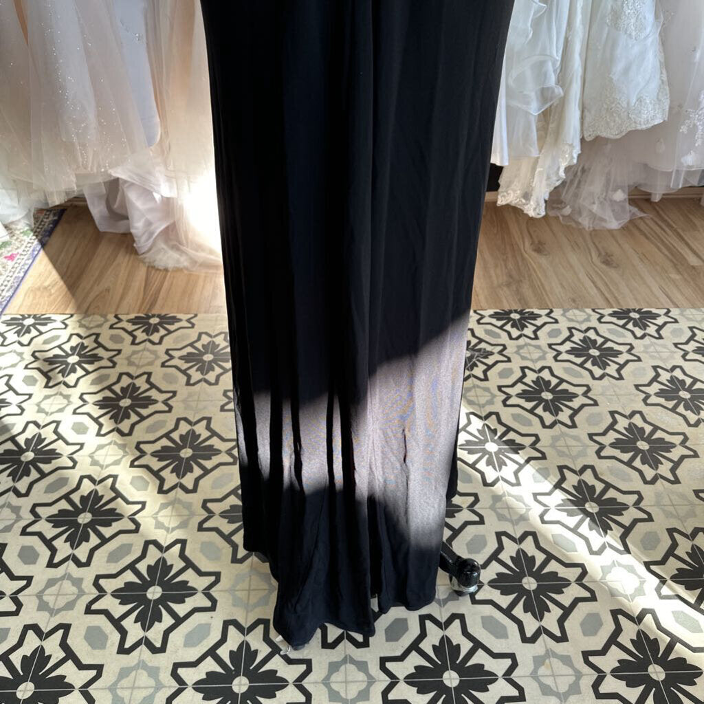 Black Embellished Low Back Long Formal Dress Medium