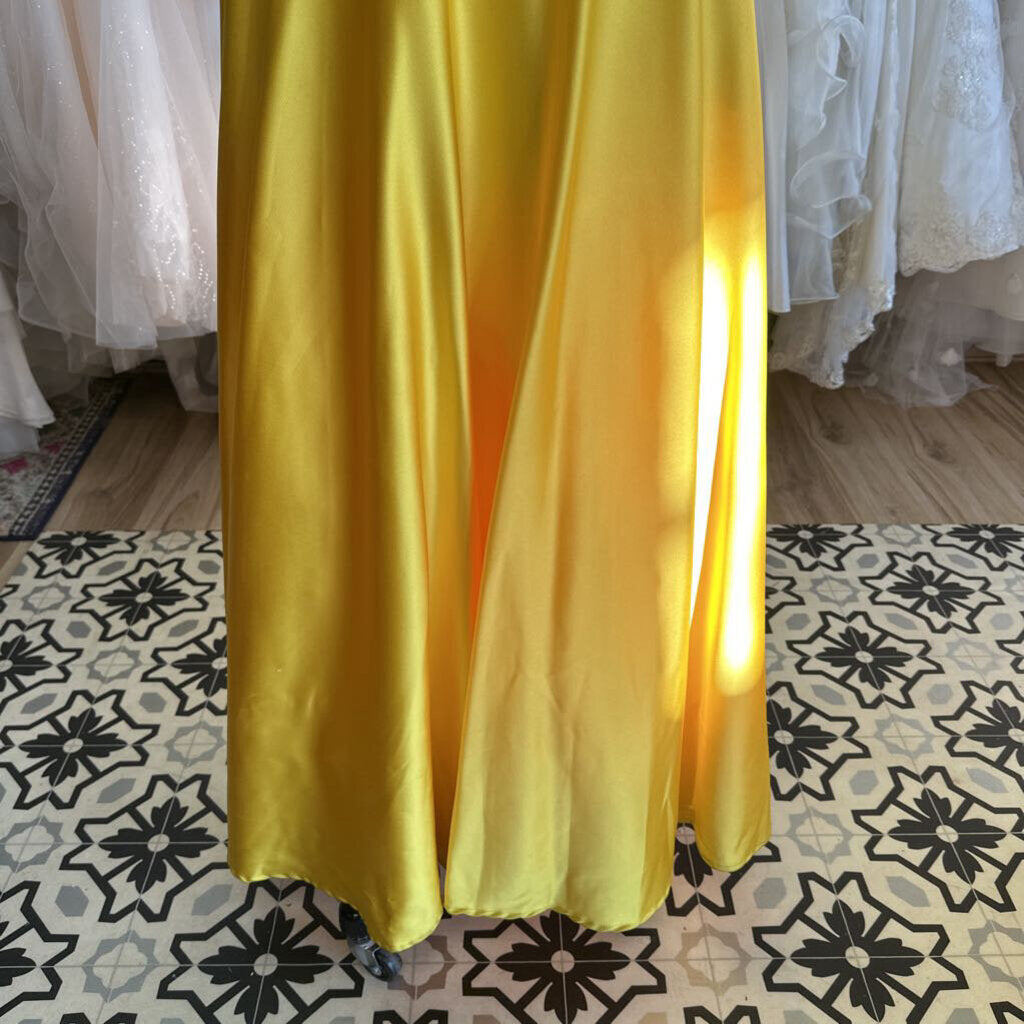 The Secret Dress Yellow V Neck A Line Long Formal Dress Small