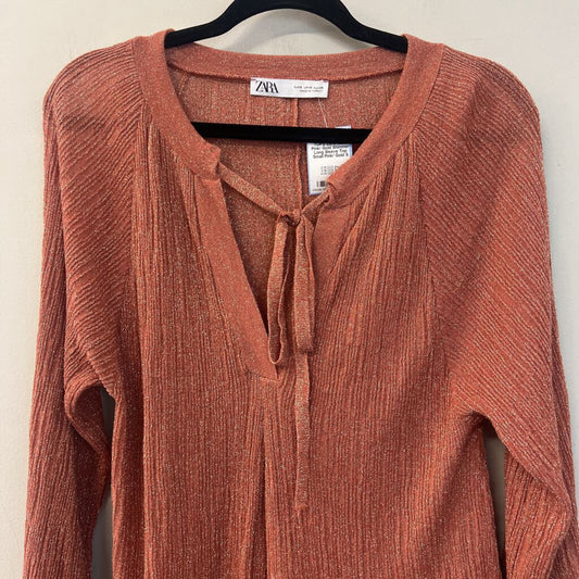 Zara Pink/ Gold Shimmer Long Sleeve Top Small