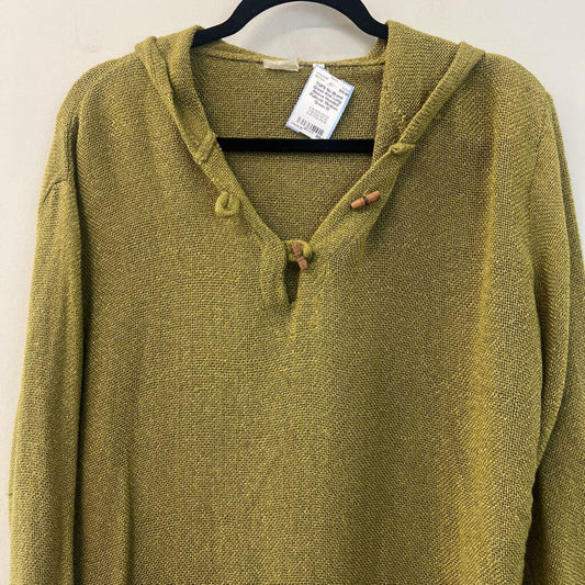 Green Knit Long Sleeve Hooded Pullover Medium