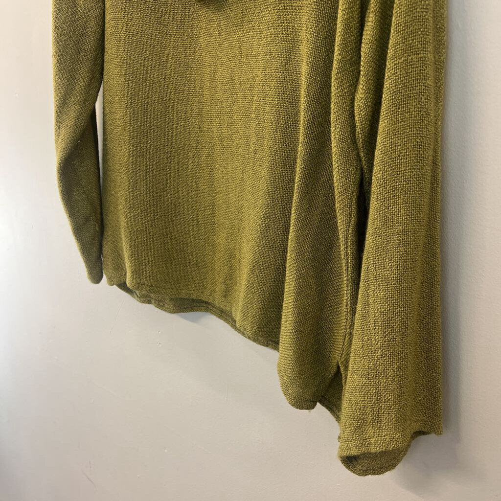 Green Knit Long Sleeve Hooded Pullover Medium