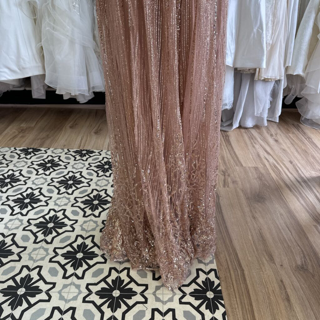 Baltic Born Rose Gold/ Pink Shimmer Long Formal Dress Extra Large