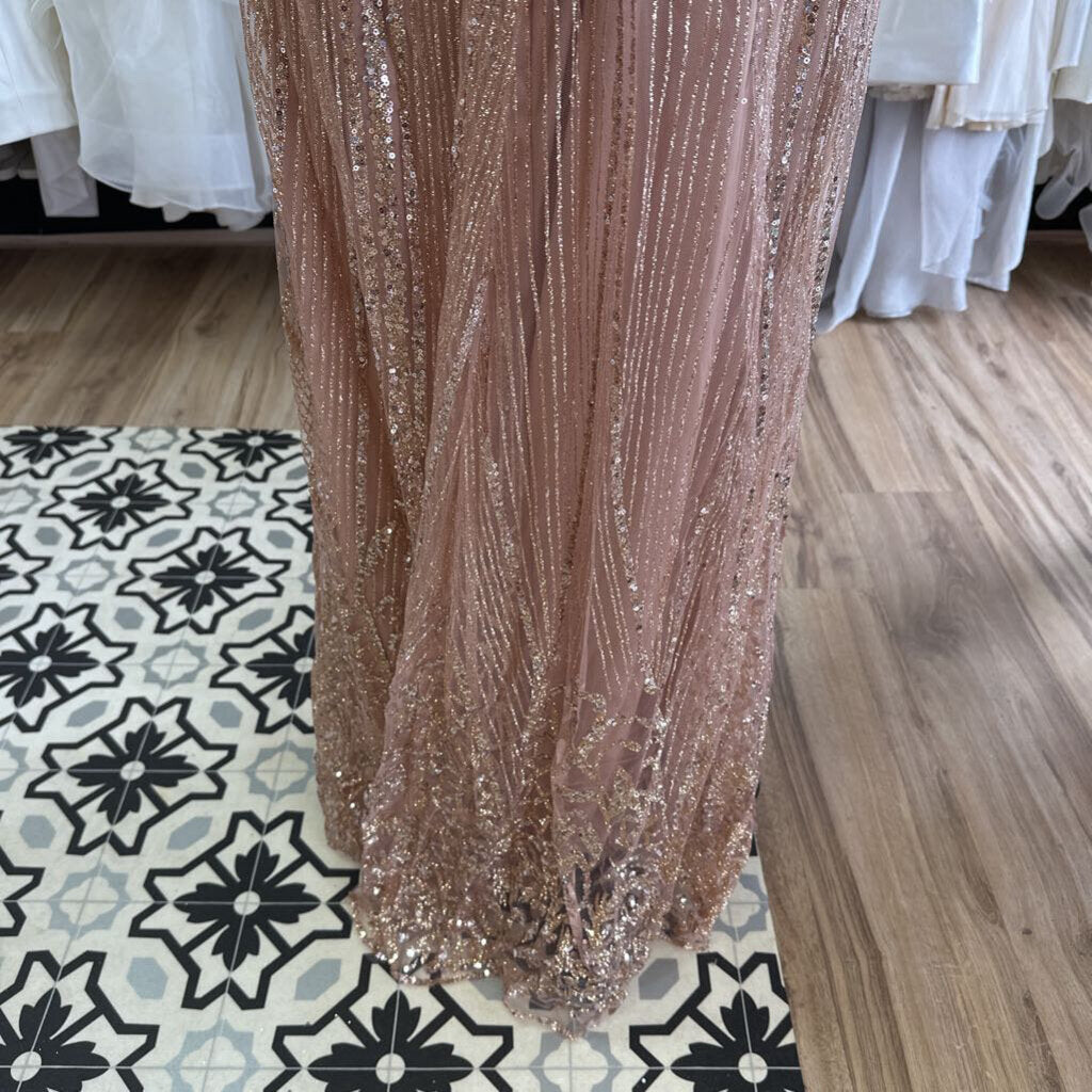 Baltic Born Rose Gold/ Pink Shimmer Long Formal Dress Extra Large