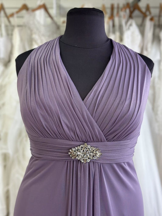 Jessica Howard Purple Shimmer V Neck Long Formal Dress 16