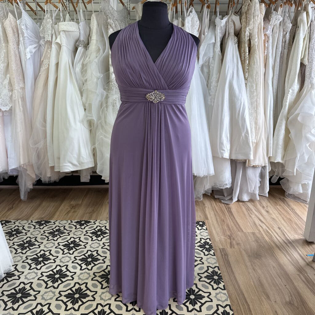 Jessica Howard Purple Shimmer V Neck Long Formal Dress 16