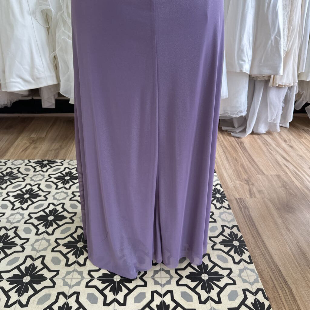 Jessica Howard Purple Shimmer V Neck Long Formal Dress 16