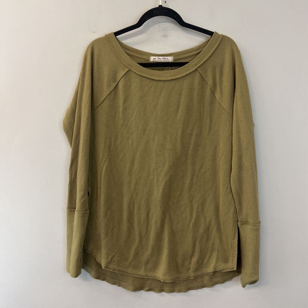 We The Free Green Textured Long Sleeve Top Medium