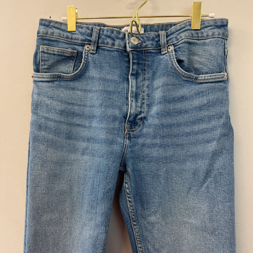 Zara Medium Wash Frayed Hem Jeans 10