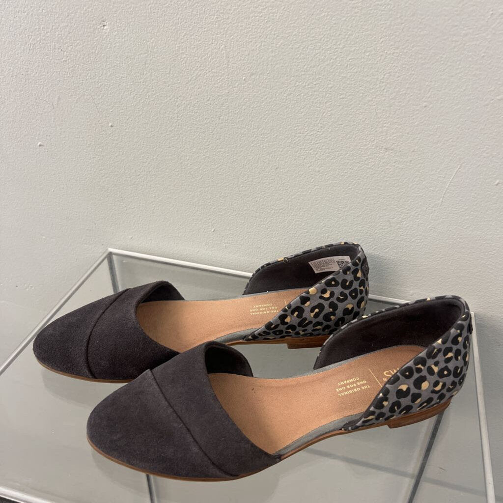 Toms Grey Point Toe Slip On Flats 7.5