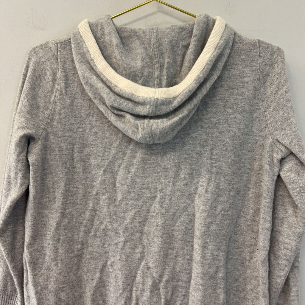 Summer Salt Grey/ Cream Soft Hooded Pullover Small