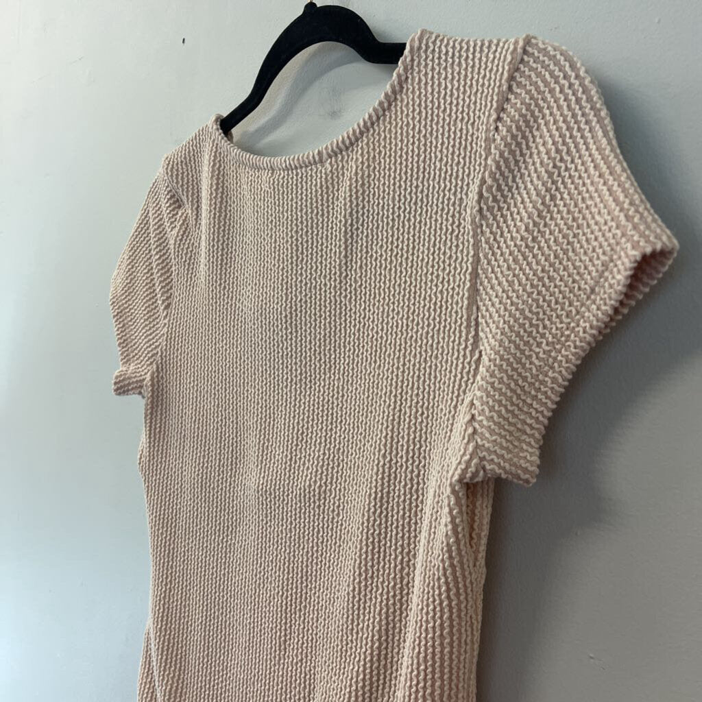 Lulus Beige Textured Short Sleeve Bodysuit Large