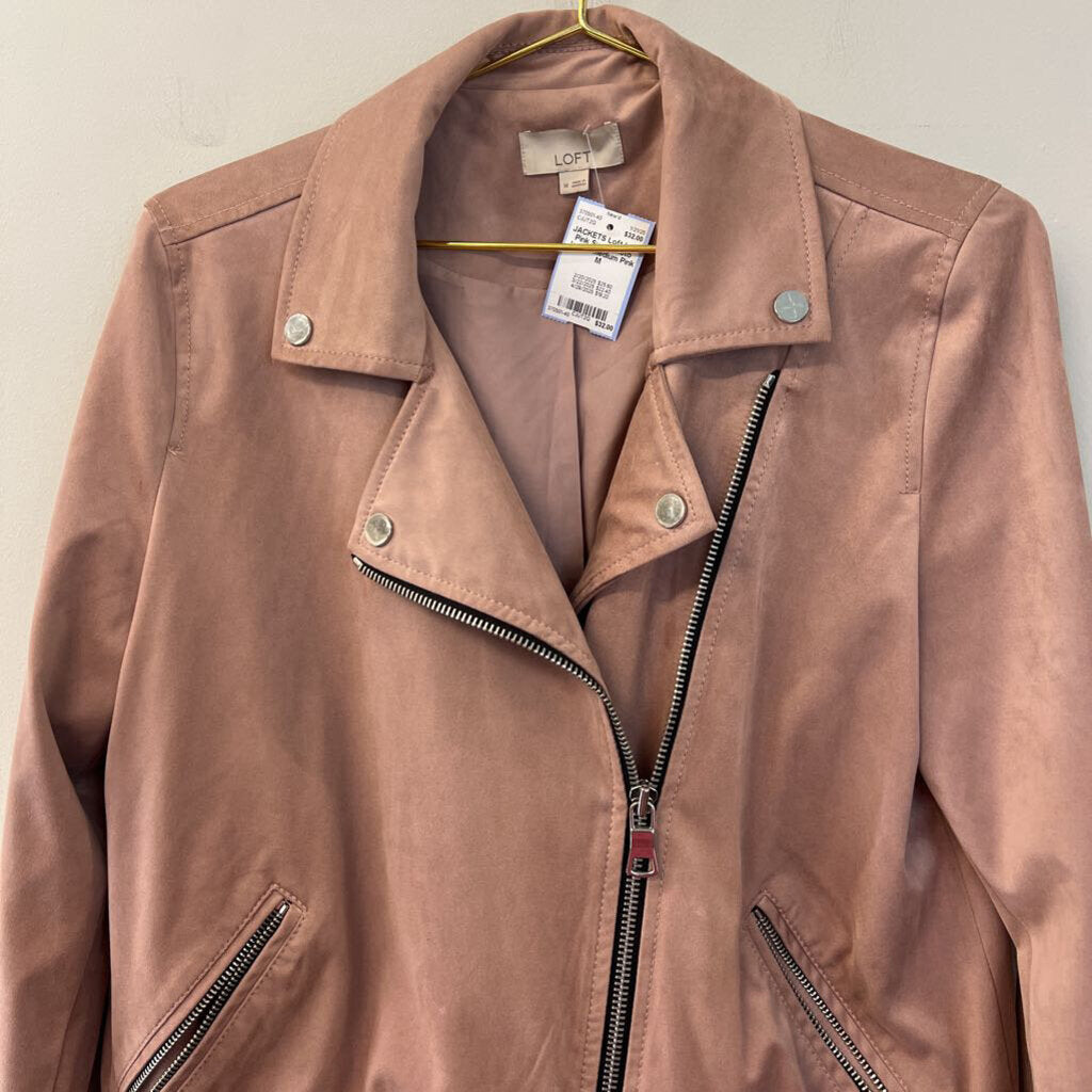 Loft Pink Suede Moto Jacket Medium