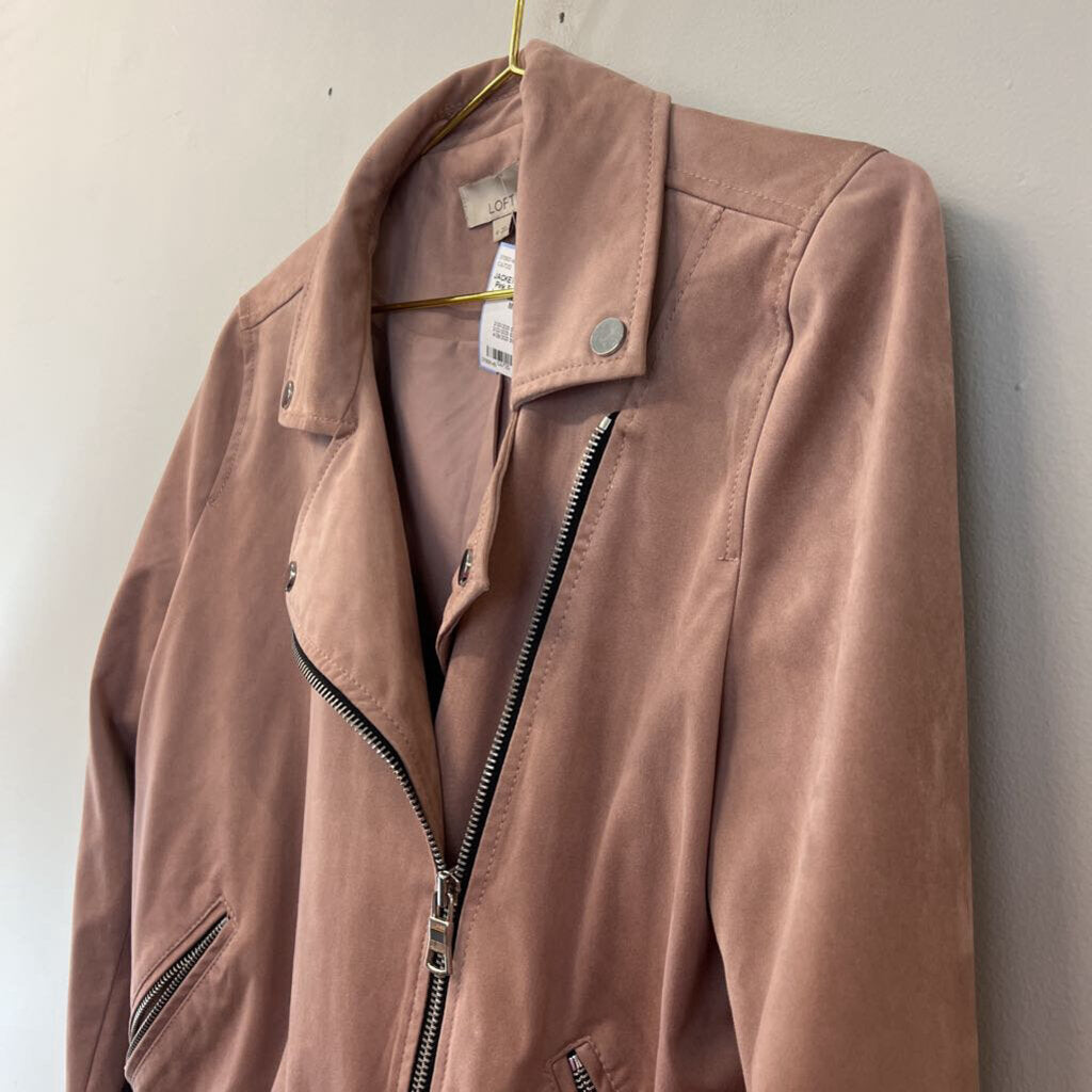 Loft Pink Suede Moto Jacket Medium