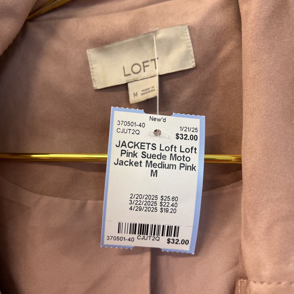 Loft Pink Suede Moto Jacket Medium