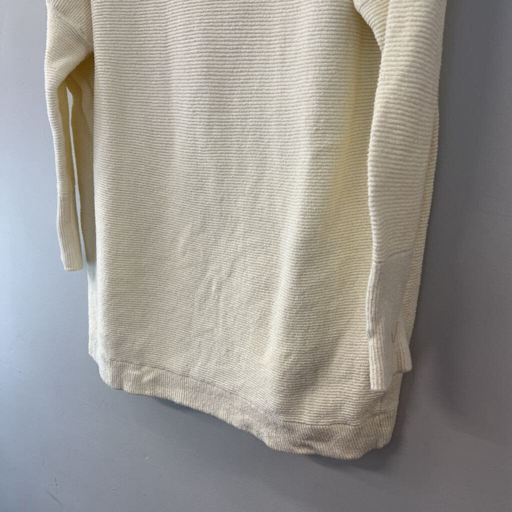 Free People Cream Ribbed Long Sleeve Mock Neck Sweater Small