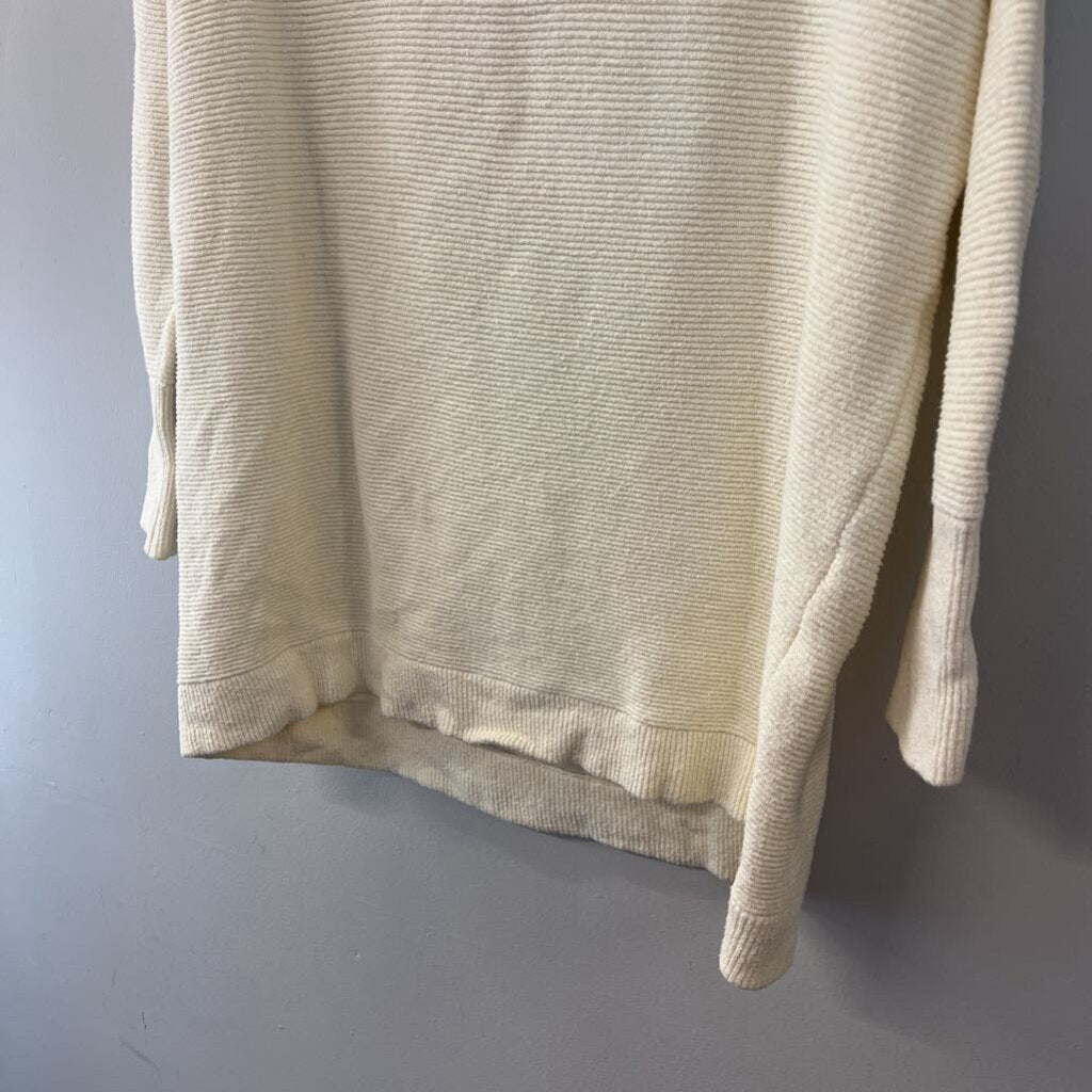 Free People Cream Ribbed Long Sleeve Mock Neck Sweater Small