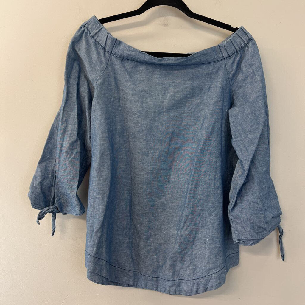 Free People Chambray Off Shoulder Top Extra Small