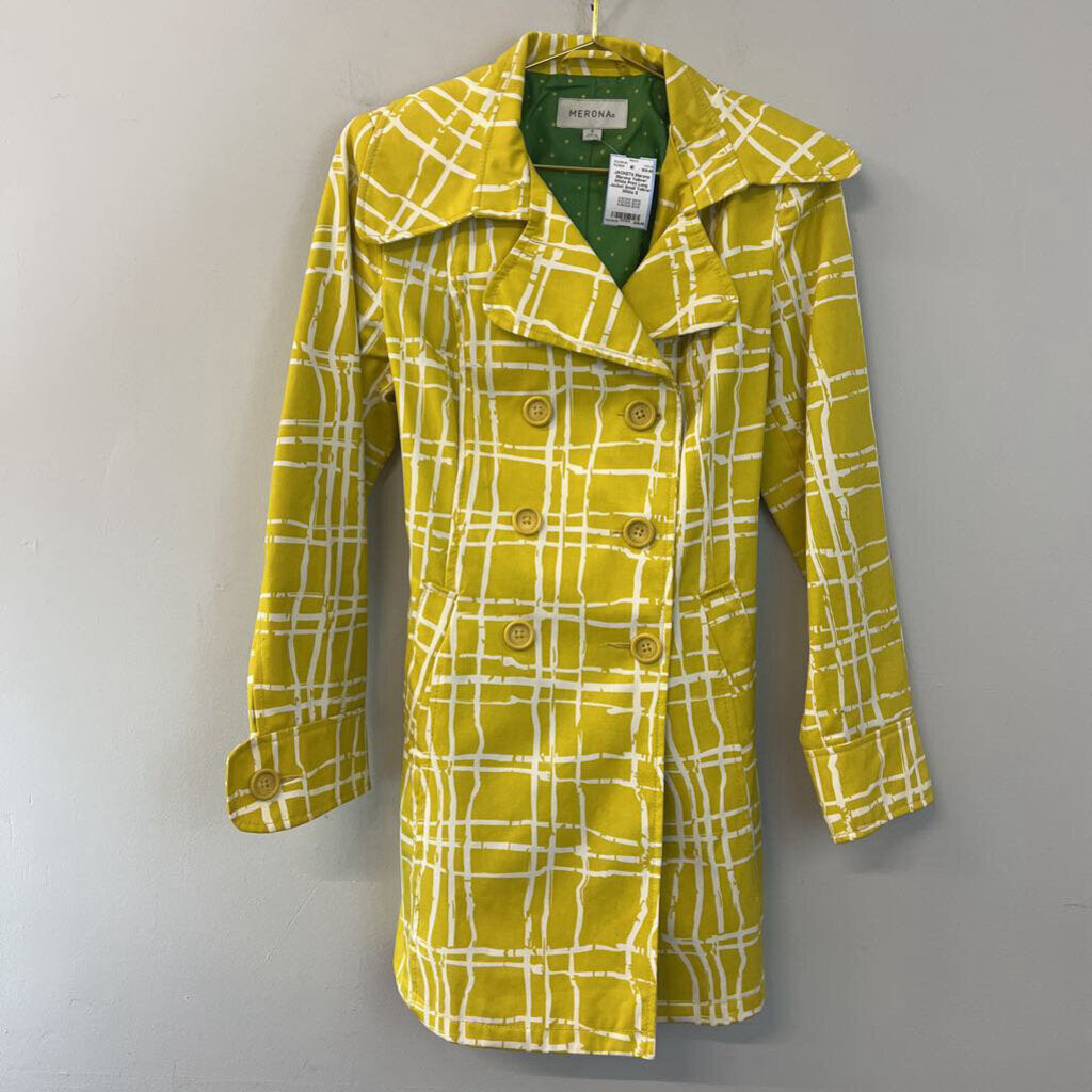 Merona Yellow/ White Print Long Jacket Small