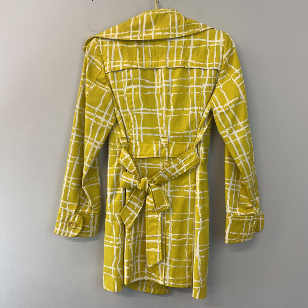 Merona Yellow/ White Print Long Jacket Small