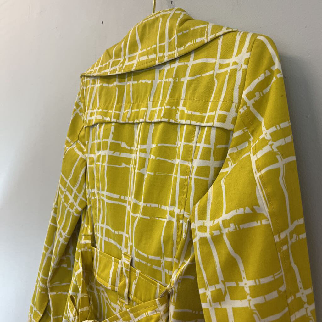 Merona Yellow/ White Print Long Jacket Small