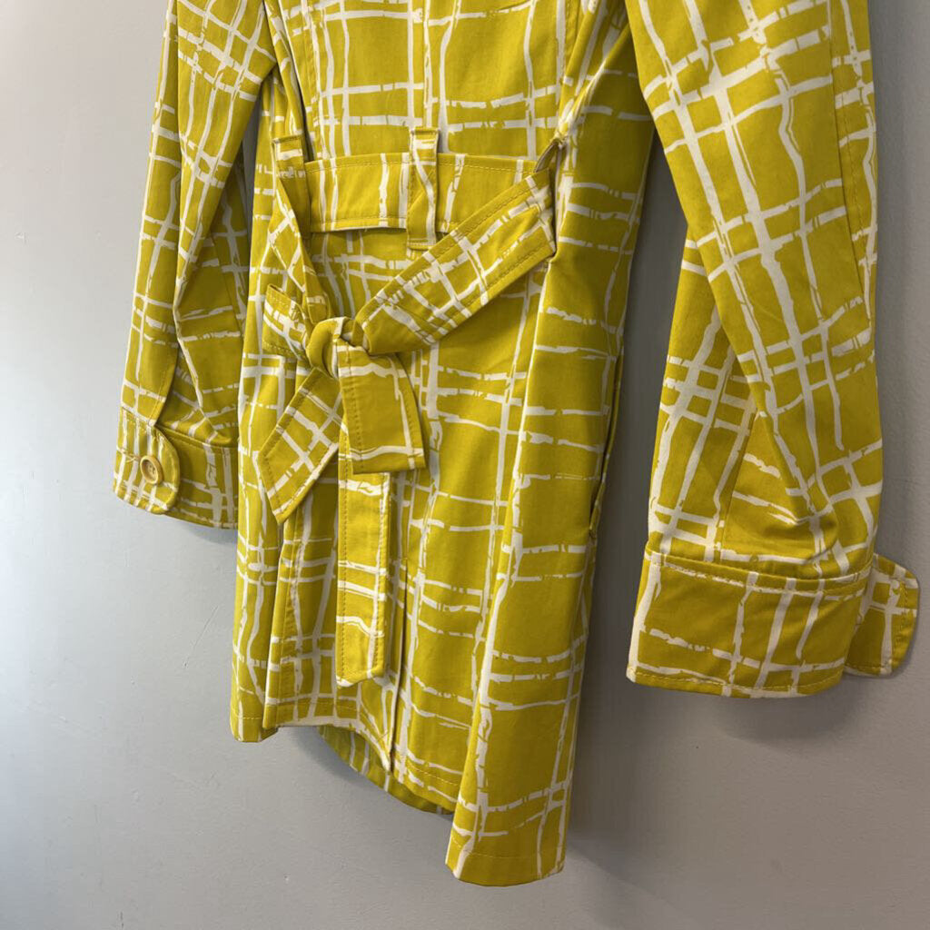 Merona Yellow/ White Print Long Jacket Small