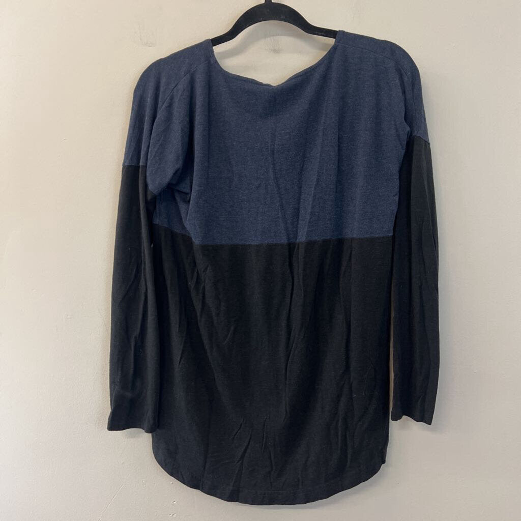 Alo Black/ Blue Color Block Long Sleeve Top Extra Small