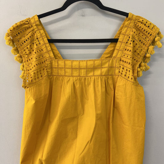 J Crew Yellow Eyelet/ Tassel Sleeve Top 2