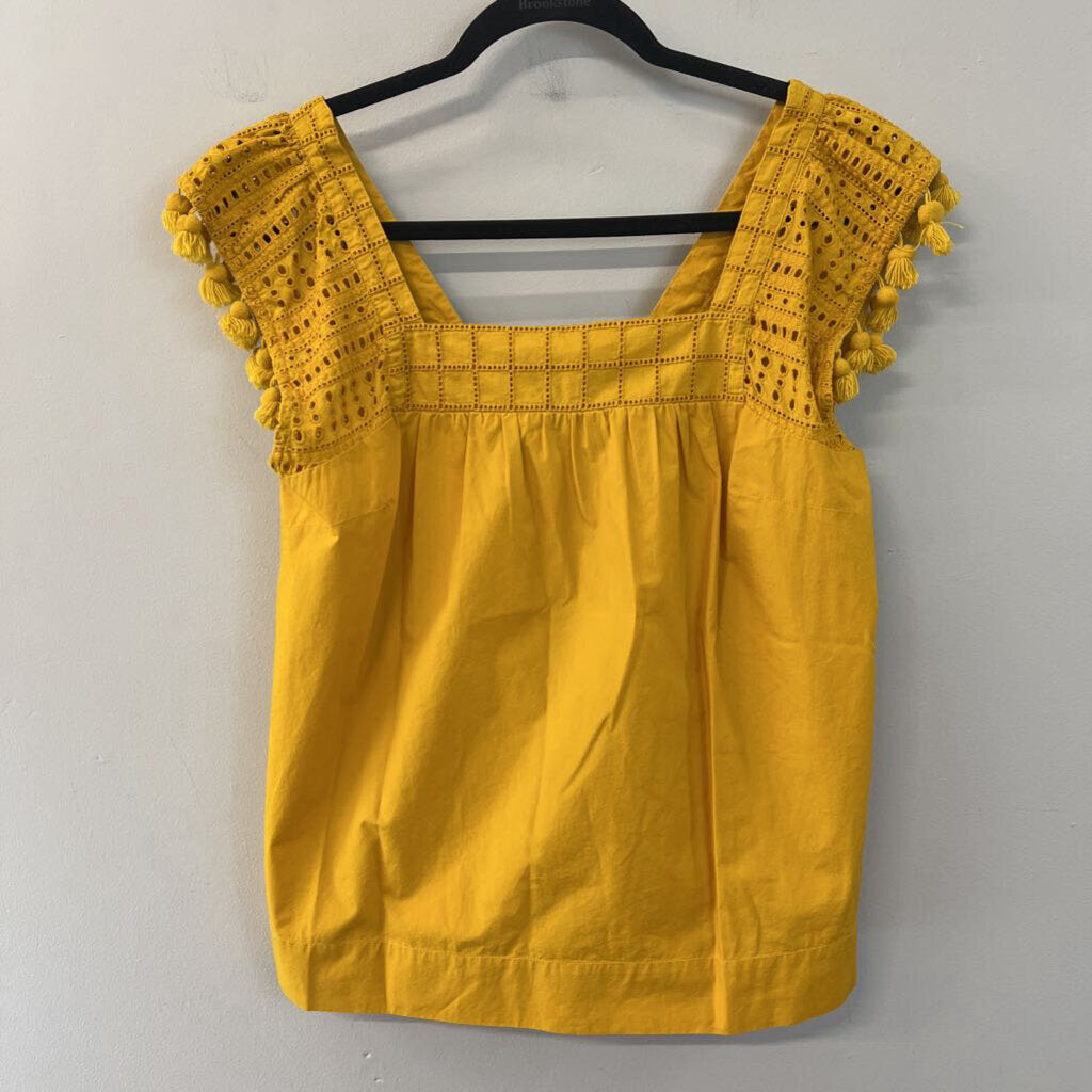 J Crew Yellow Eyelet/ Tassel Sleeve Top 2