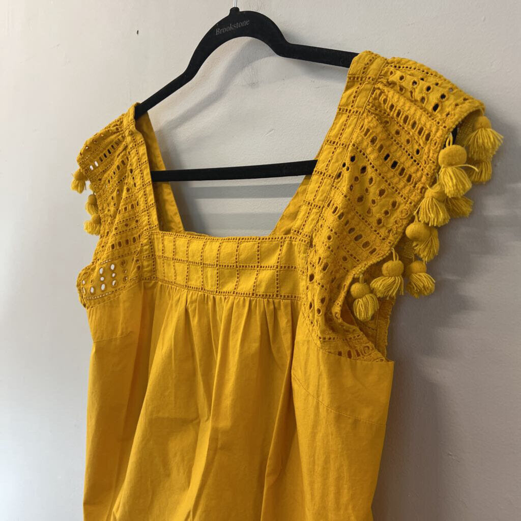 J Crew Yellow Eyelet/ Tassel Sleeve Top 2