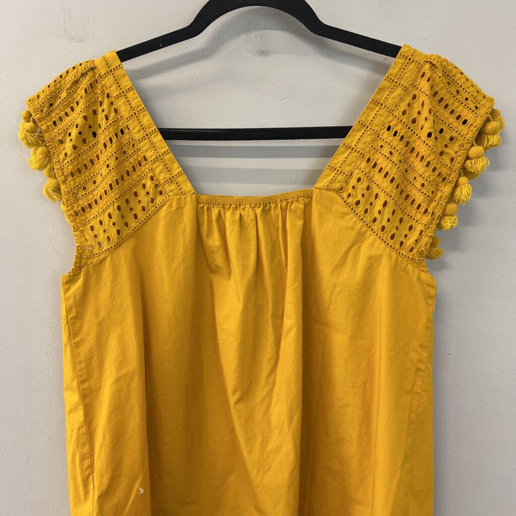 J Crew Yellow Eyelet/ Tassel Sleeve Top 2