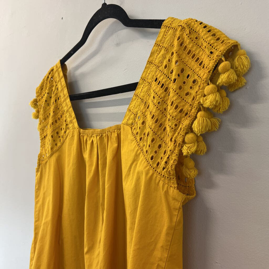 J Crew Yellow Eyelet/ Tassel Sleeve Top 2