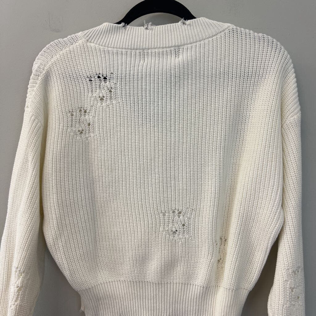 SER.O.YA White Knit Distressed Cropped Sweater Extra Small