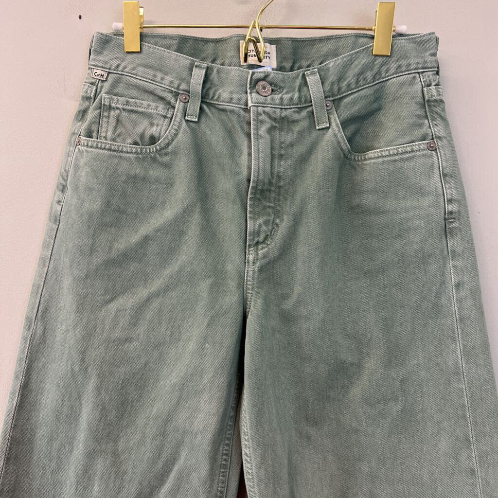 Citizens of Humanity Green Denim Wide Leg Pants 26