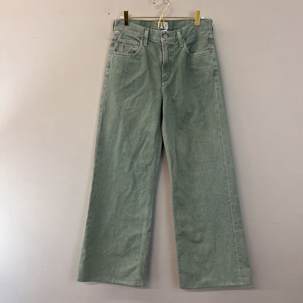 Citizens of Humanity Green Denim Wide Leg Pants 26