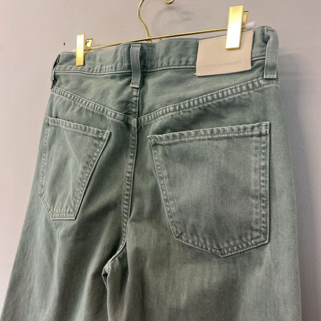 Citizens of Humanity Green Denim Wide Leg Pants 26