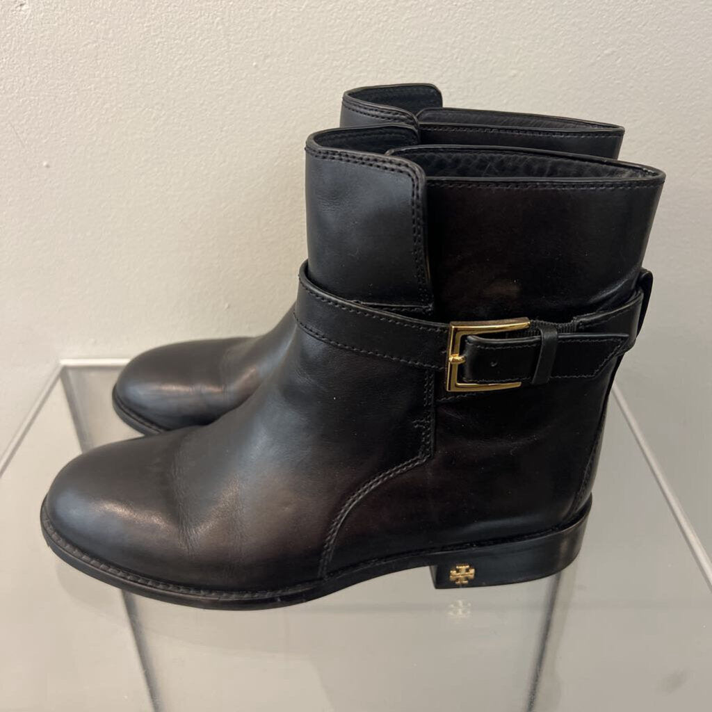 Tory Burch Black Leather Moto Boots 6.5