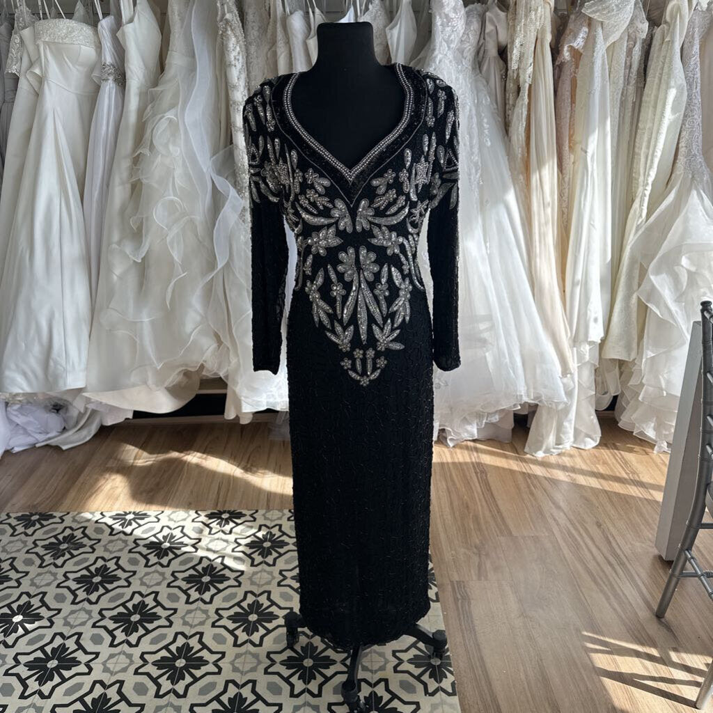 Vintage Jakelin Designs Black Beaded Long Sleeve Long Formal Dress Med newdsalem Vintage Jakelin Designs Black Beaded Long Sleeve Long Formal Dress Med newdsalem