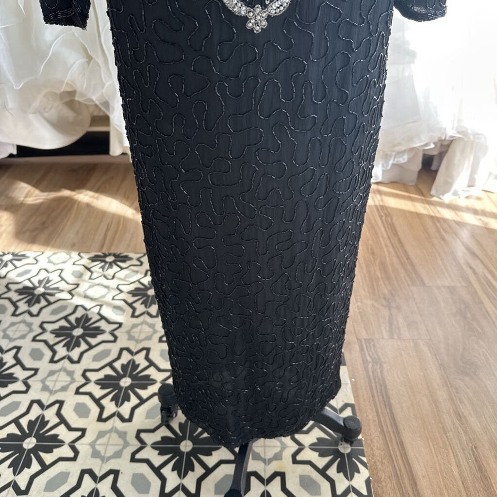 Vintage Jakelin Designs Black Beaded Long Sleeve Long Formal Dress Medium Vintage Jakelin Designs Black Beaded Long Sleeve Long Formal Dress Medium