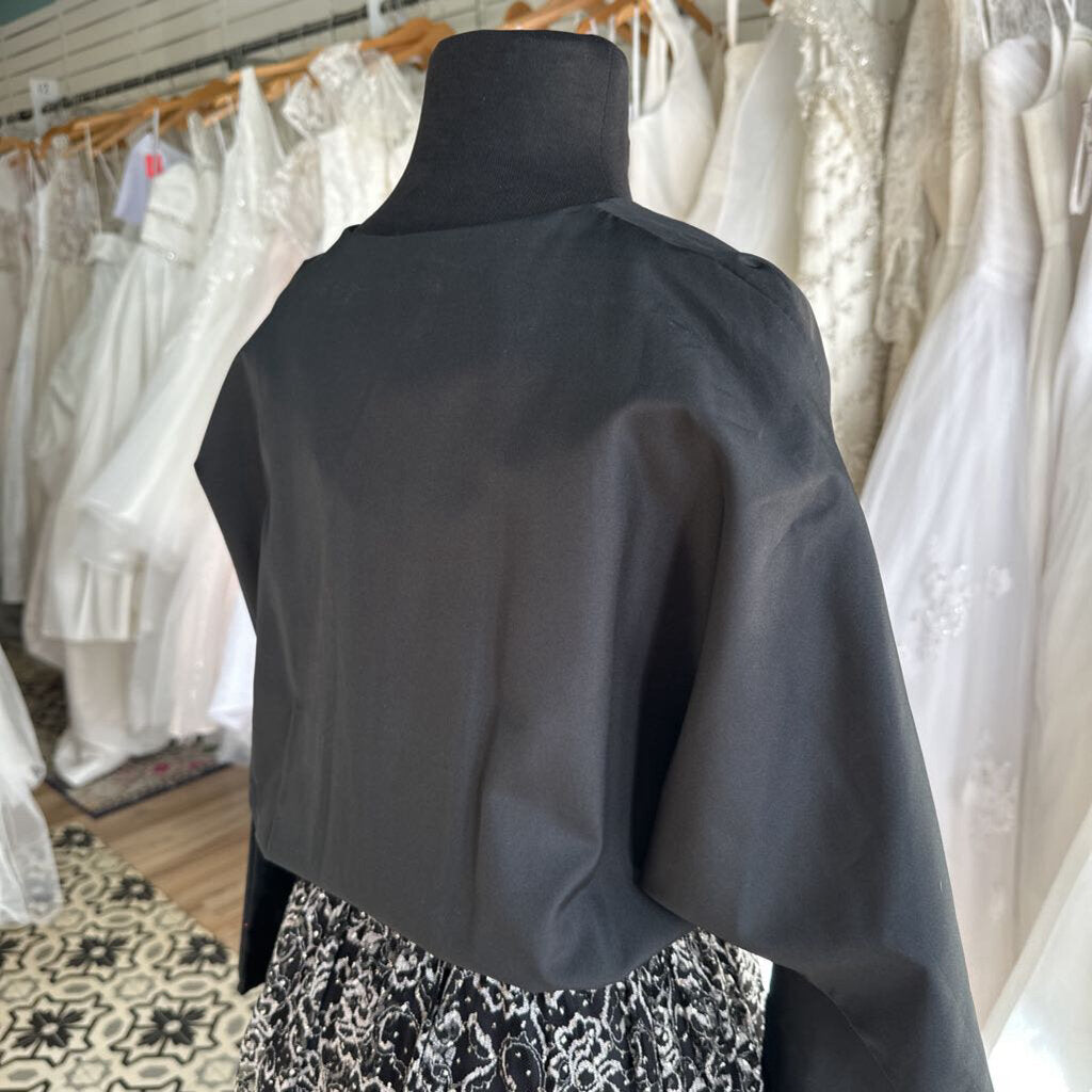 Vintage PKs Kloset Black Top Silver Lace Midi Skirt Dress Medium