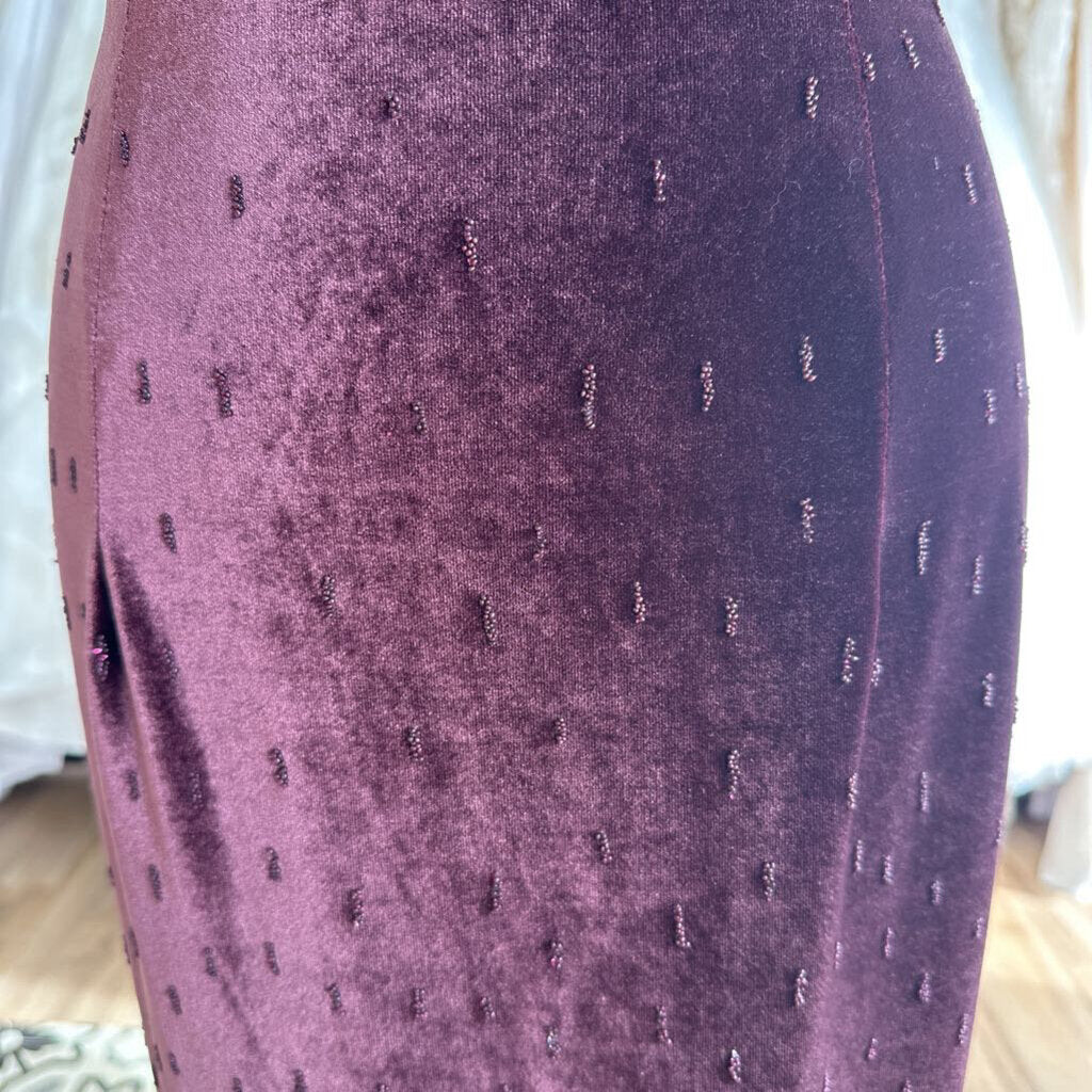 Vintage Alyce Designs Burgundy Velvet Sparkle Detail Long Formal Dress 10