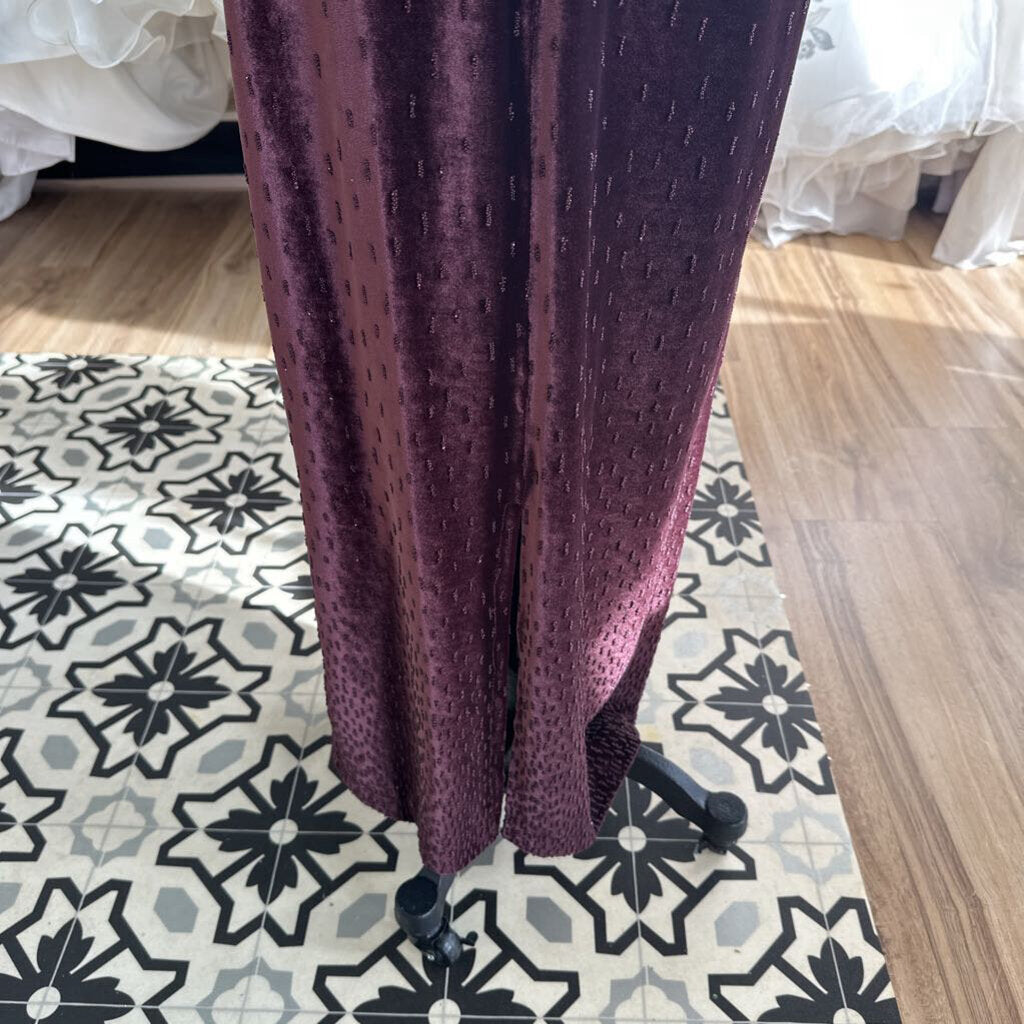 Vintage Alyce Designs Burgundy Velvet Sparkle Detail Long Formal Dress 10